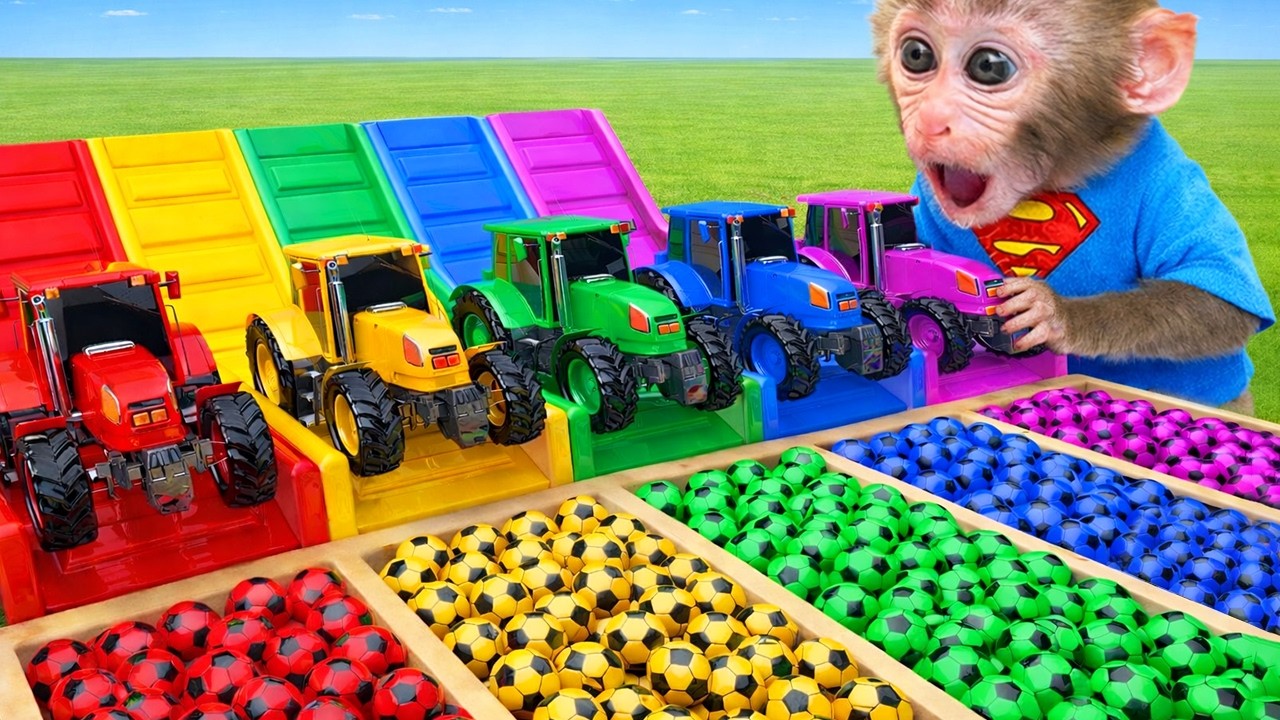 Affe JoJo fährt einen Hot Wheels Traktor und kollidiert mit einem LEGO-Haus | JoJo und Freunde