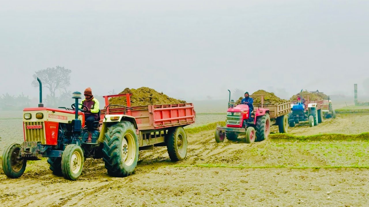 Swaraj Mahindra Newholland Tractors Loading by Excavator KATO | Swaraj 855 FE | Tractor With Trolley