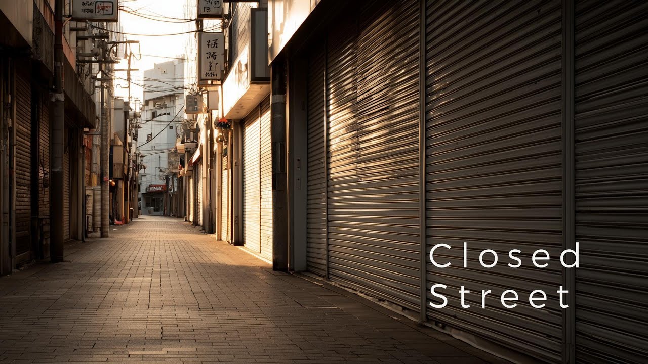 A Quiet Shuttered Shopping Street in Japan | Minimal Piano Ambient for Study & Focus