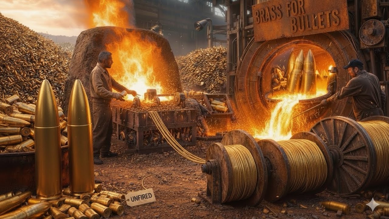 “Turning Millions of Ammo Bullets into Pure Brass Wire! 😱 The Secret Recycling Process”
