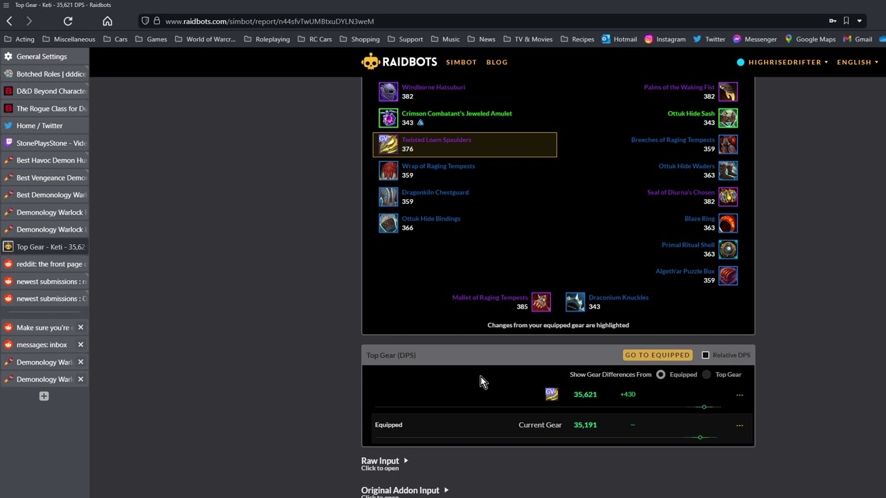 How to sim your character in World of Warcraft using raidbots.com
