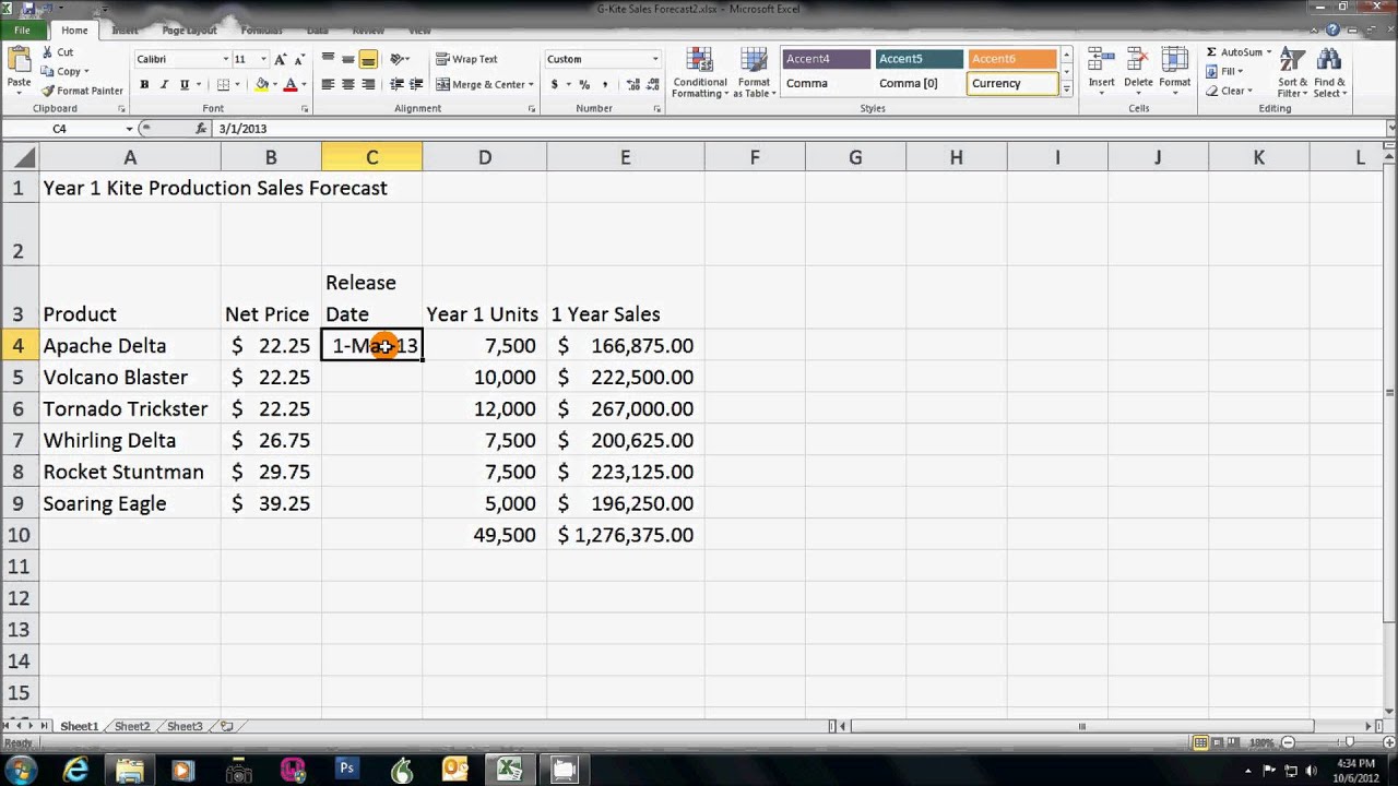 Excel Changing Alignment and Number Format (G)