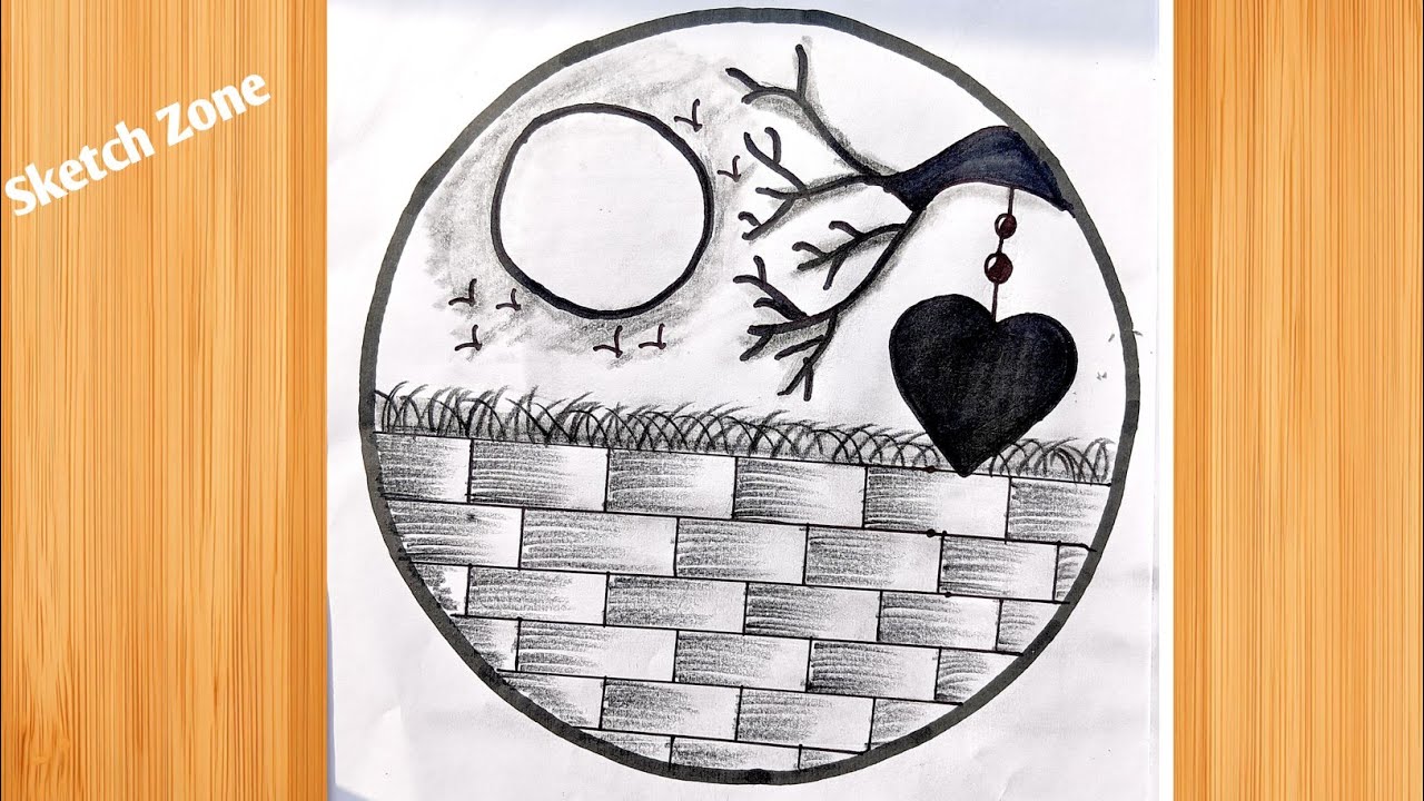 Easy circle scenery drawing || Easy drawing ideas for beginners || how to draw pencil sketch ||