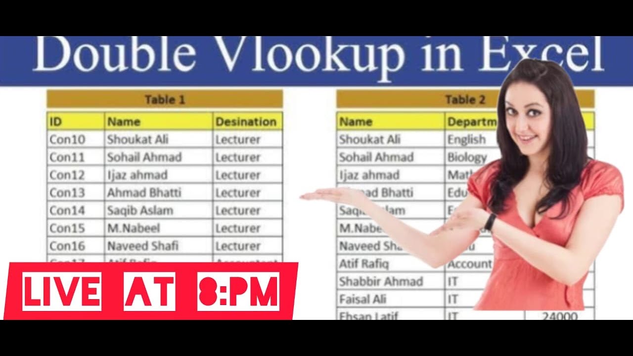 Basic Computer Course MS Excel Double V Lookup Part 7 ! Class 47