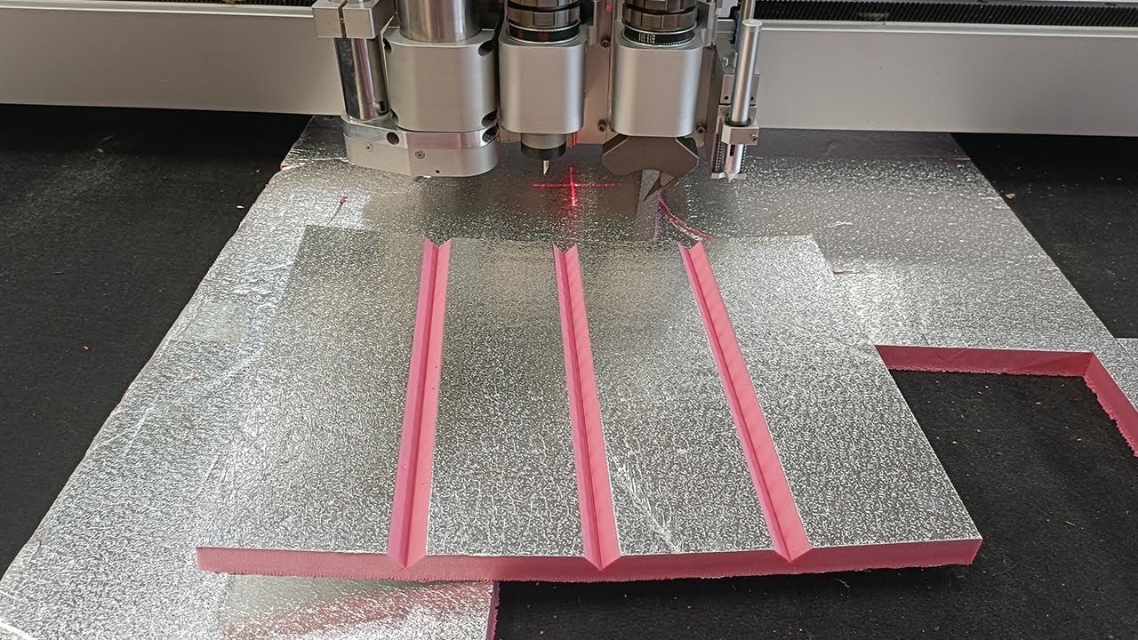 Grooving and Cutting Phenolic Foam Duct with CNC Knife Cutting Machine