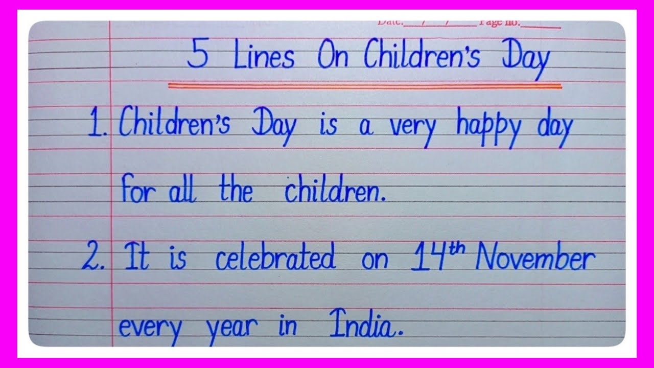 5 Lines Essay On Children's Day In English l Essay On Children's Day l Pandit Jawaharlal Nehru l