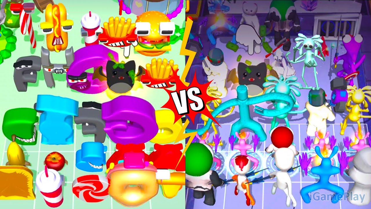 Merge Alphabet Food Battle Vs Merge Monster Rainbow Friend, Merge Battle Gameplay