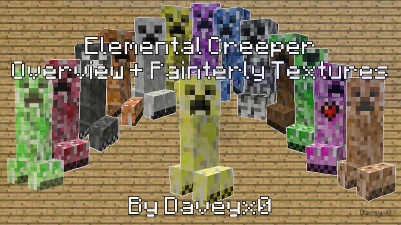 Minecraft Elemental Creepers Mod Overview + Painterly Textures