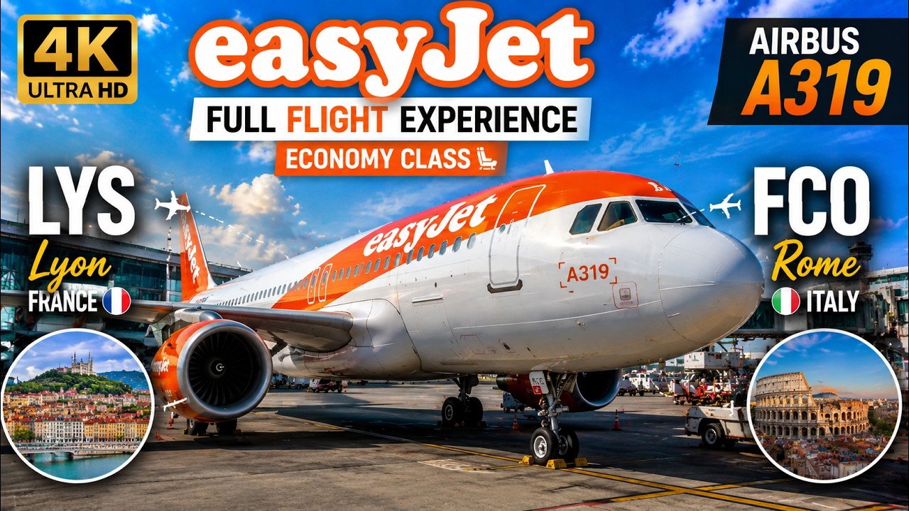 Lyon to Rome by EasyJet 🇫🇷✈️🇮🇹 | Full Flight Experience + LYS & FCO Airport Walking Tour (4K)
