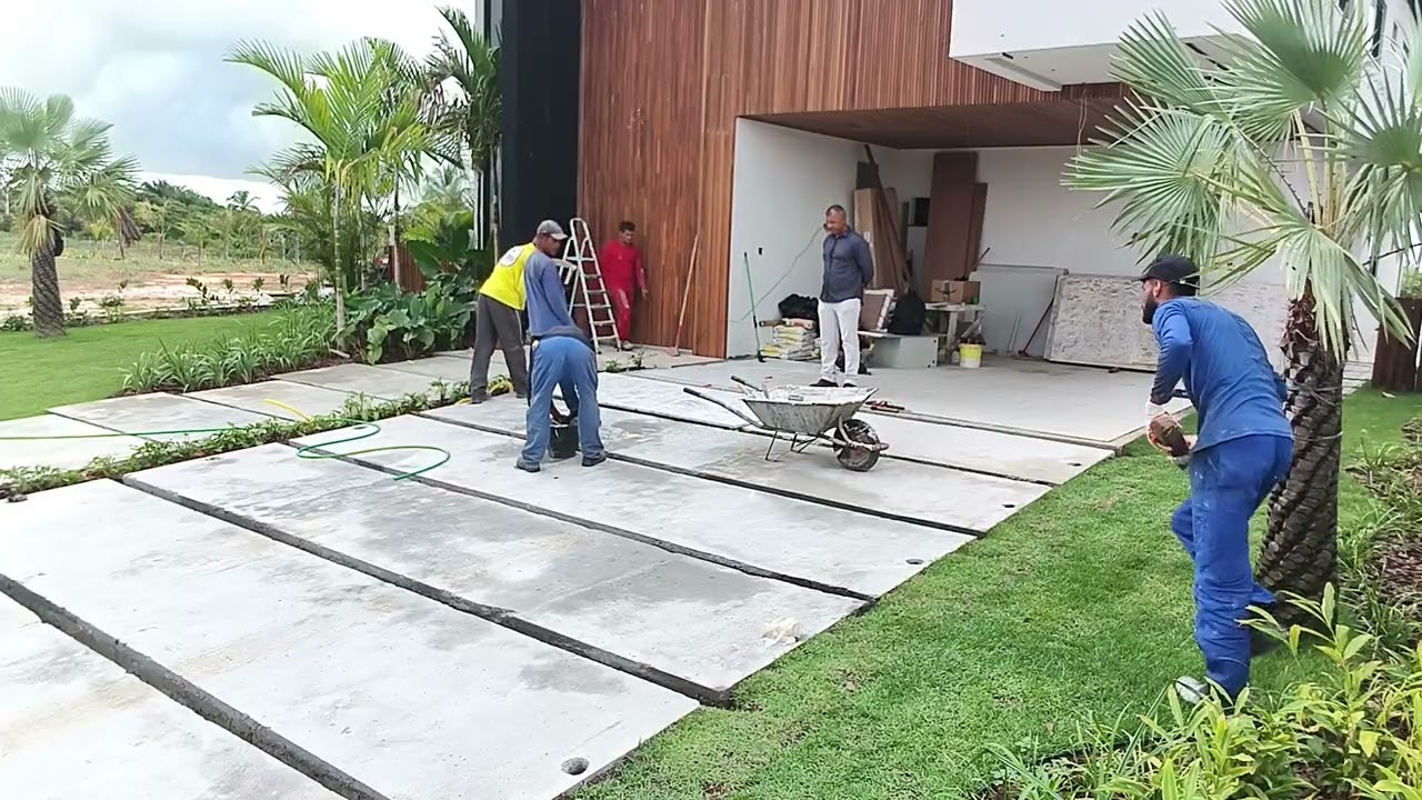 Aplicação de granito na entrada da garagem 
