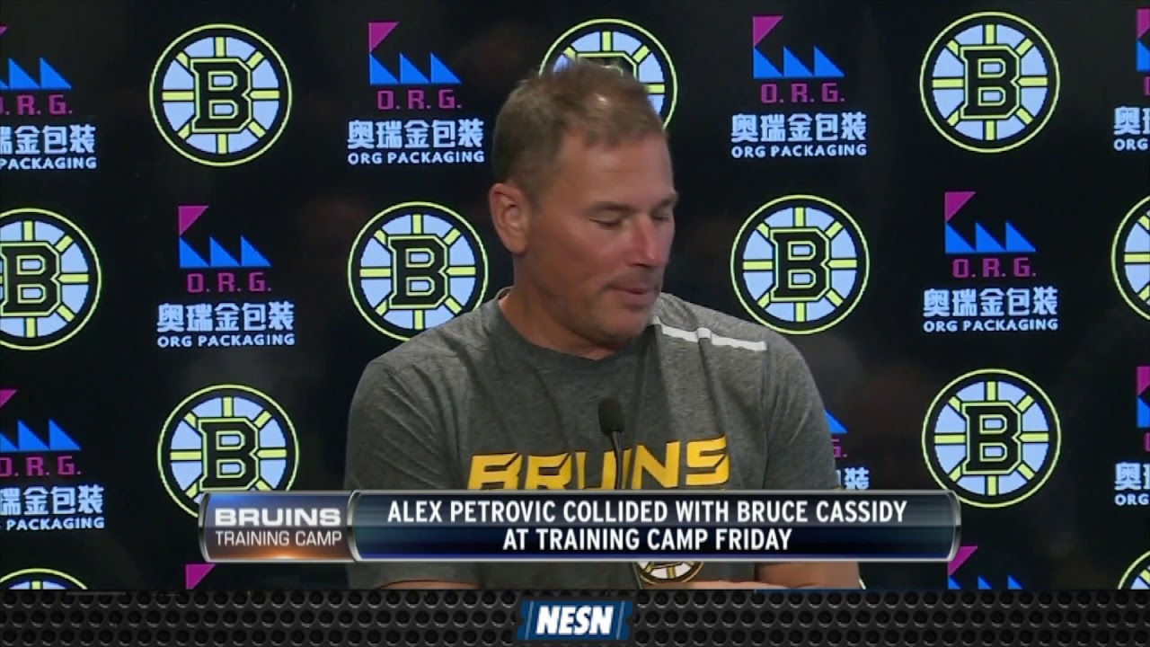 Bruce Cassidy Collides With Bruins Player In Practice