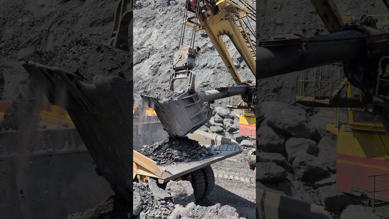 Rock excavation on Iron Ore Pit #mining #miningequipment #viralvideo #shortsvideo #excavator