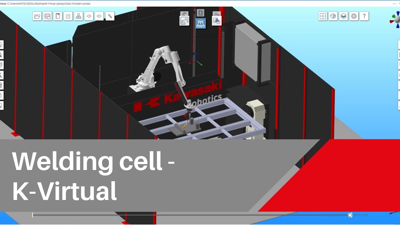 Kawasaki Robotics: Welding cell – Kawasaki BA006L - simulation K-Virtual