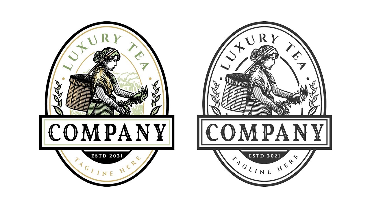Artwork Logo From Sketch to Finish | Tea Garden Vintage Logo Design
