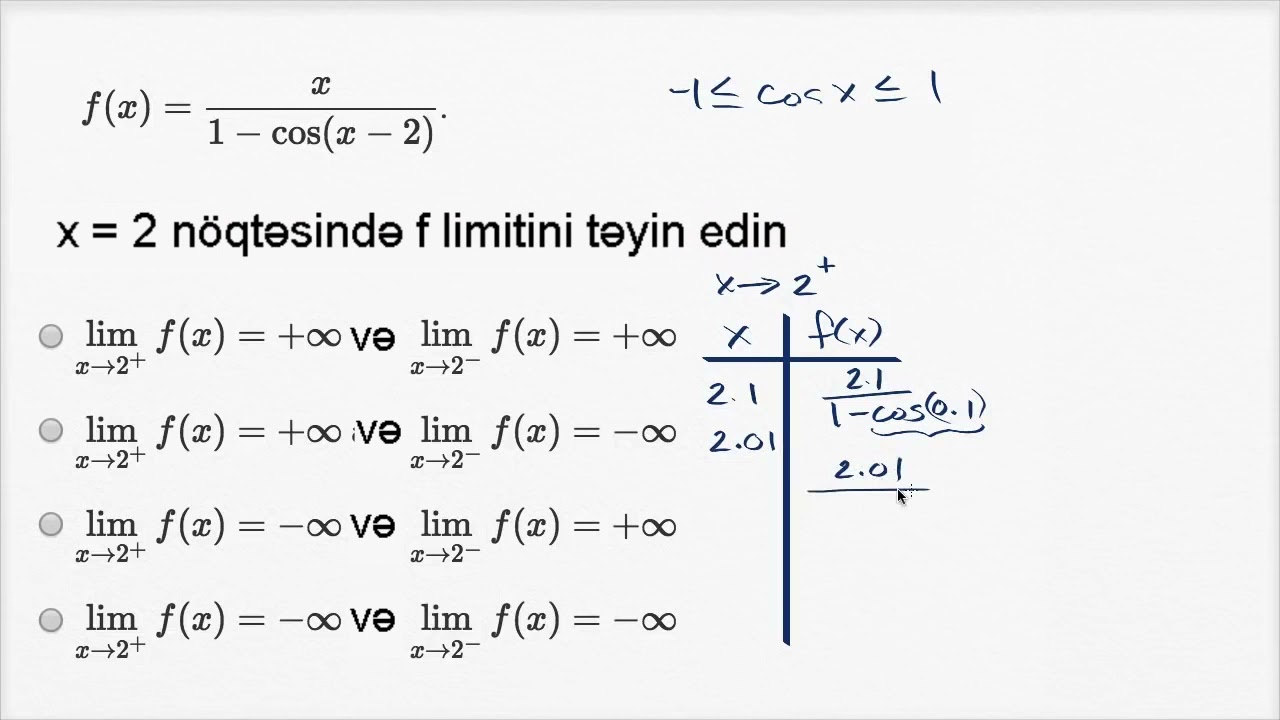 Məhdud olmayan limitin tapılmasına aid nümunə