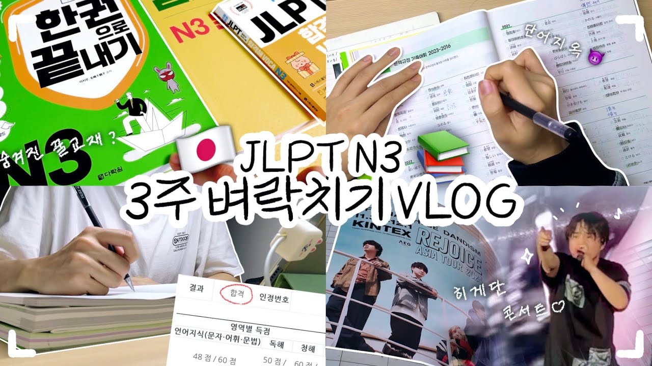 숨겨진 꿀교재로 N3 3주 벼락치기 합격 🕵🏻‍♂️🗯️ / 📕 다락원의 숨겨진 벼락치기용 JLPT 교재⚡️/ JLPT 공부법 • 일본어 공부 VLOG • 히게단내한콘서트 • 노베X