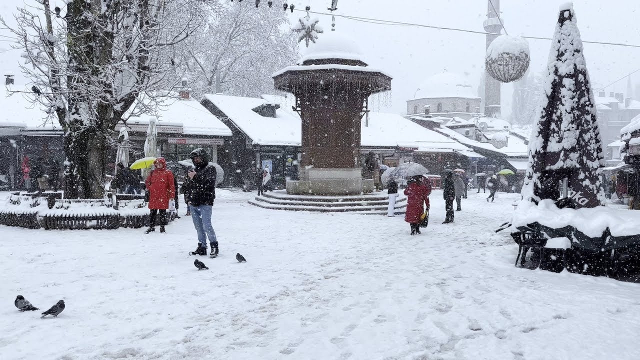 Experience the Magic of Sarajevo's Bascarsija Covered in Snow: A Winter Walkthrough