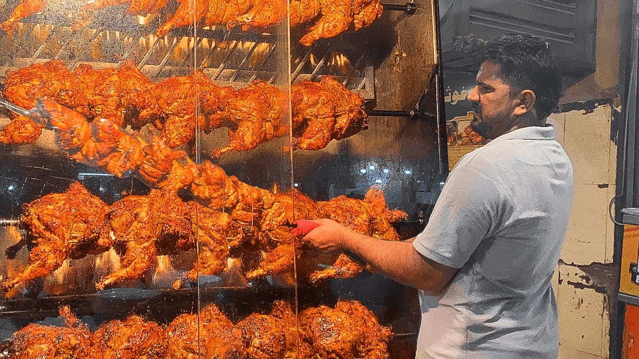 Spicy Grilled Chicken Chargha | Ghousia Chargha Restaurant Style Making | Hussainabad Street Food