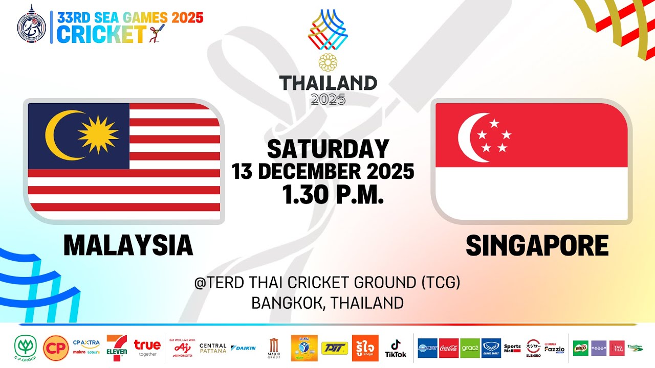 DAY 5 | LIVE🔴 33rd SEAGAMES 2025 - CRICKET SPORT | 01:30 P.M. | MALAYSIA VS SINGAPORE | T20 | MALE