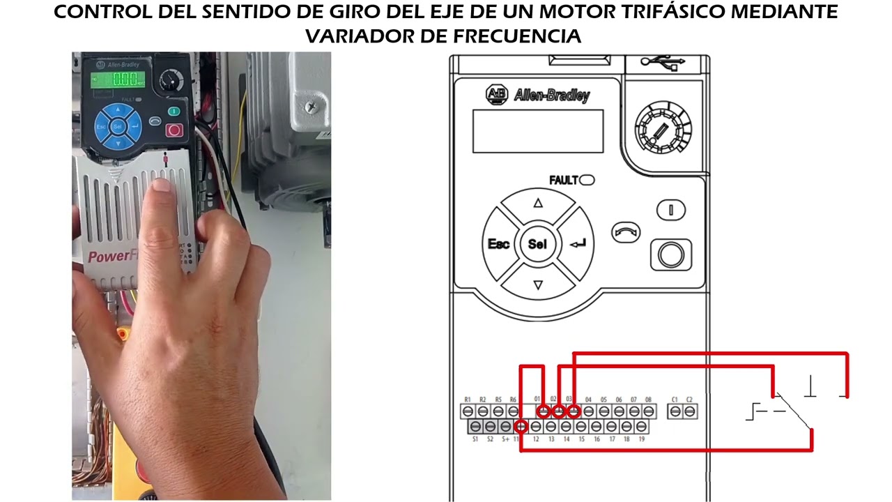 PRÁCTICA 3.1.2 Control de sentido de giro del eje de motor con variador de frecuencia Power Flex 525