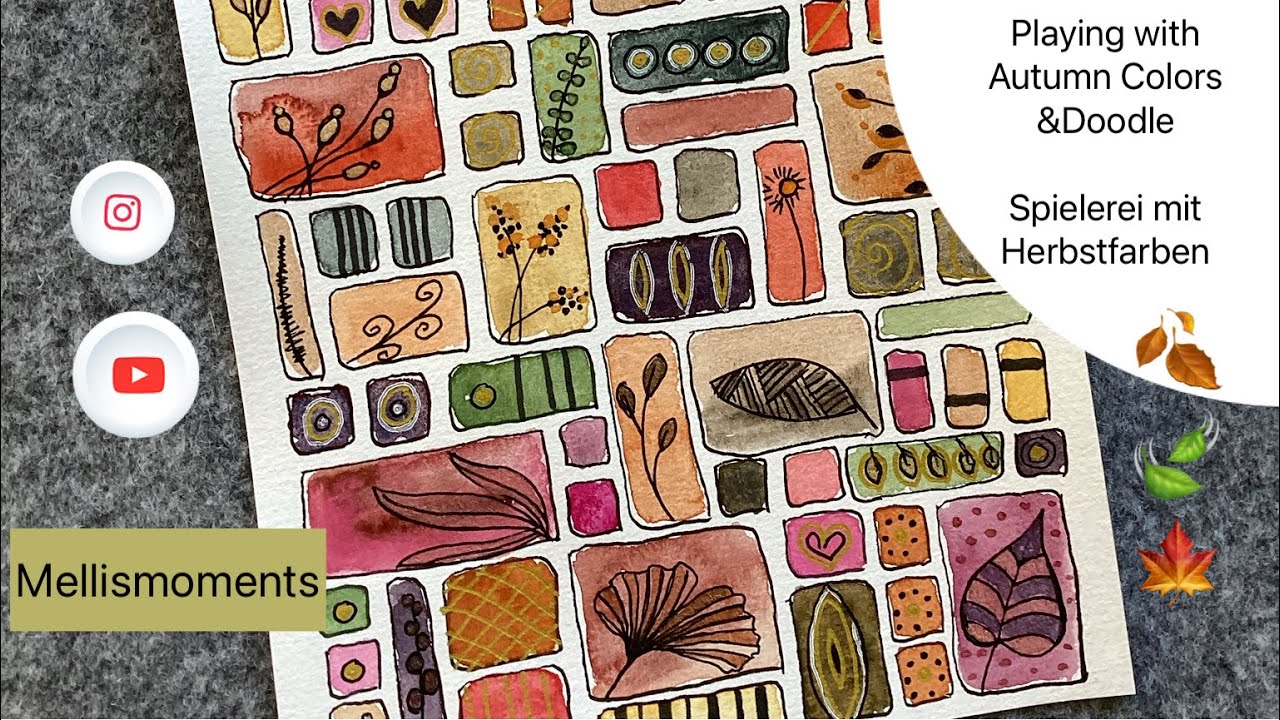 Simple Doodle & Autumn Watercolor - Einfaches Kritzeln auf Herbstlichen Aquarell Farben
