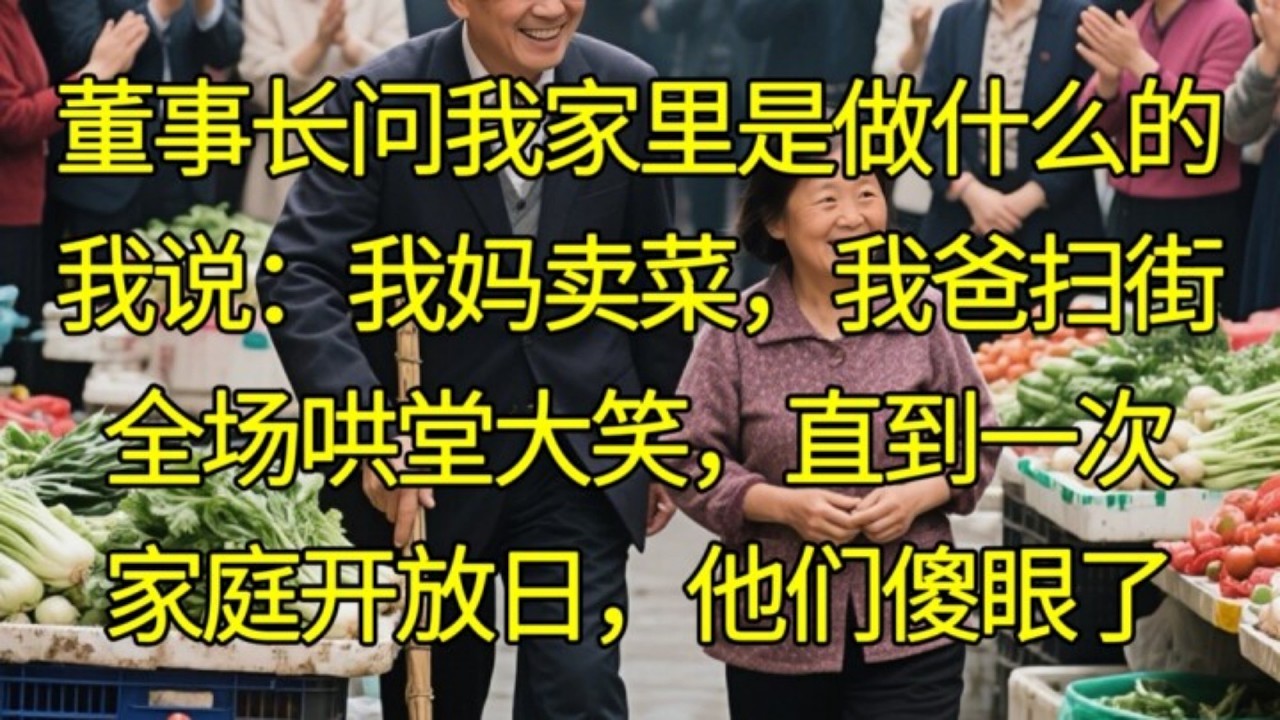 董事長問我家裏是做什麼的，我説：我媽賣菜，我爸掃街。全場鬨堂大笑，直到一次家庭開放日，他們傻眼了#家庭情感 #情感故事 #故事 #故事分享 #人生百态