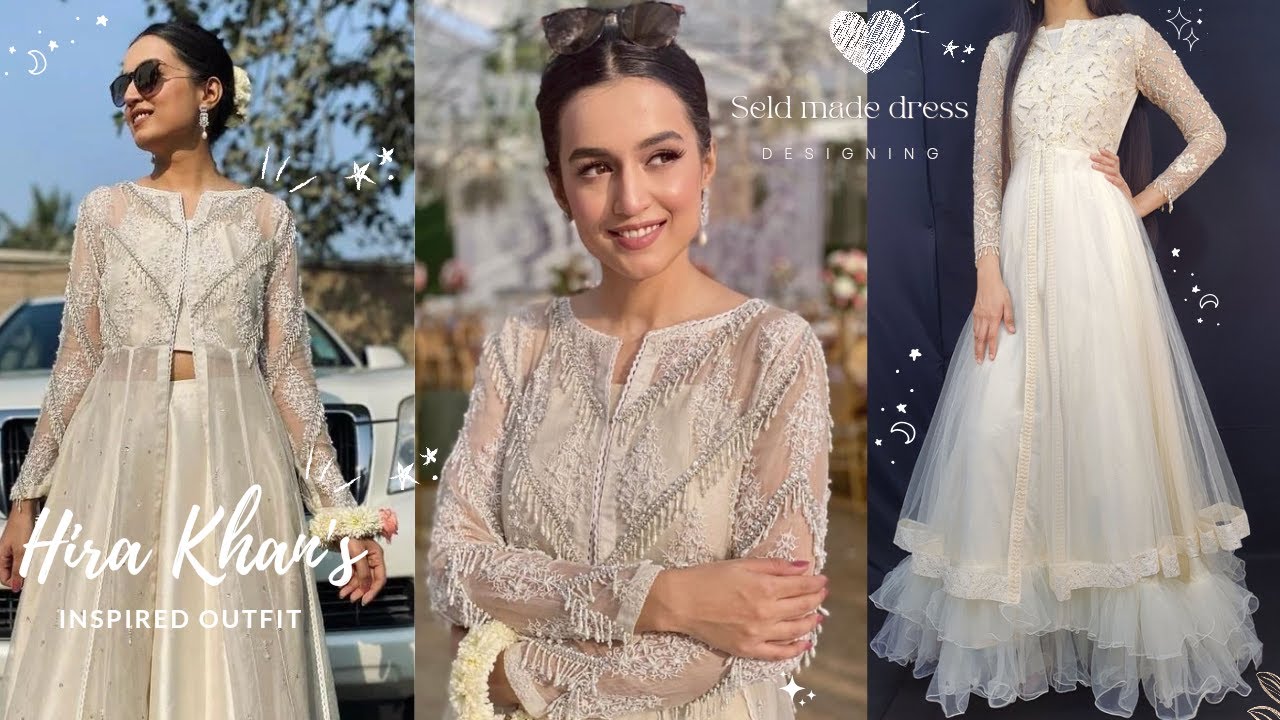 Hira Khan's inspired outfit designing✨Party wear dress designing/Front open gown cutting & stitching