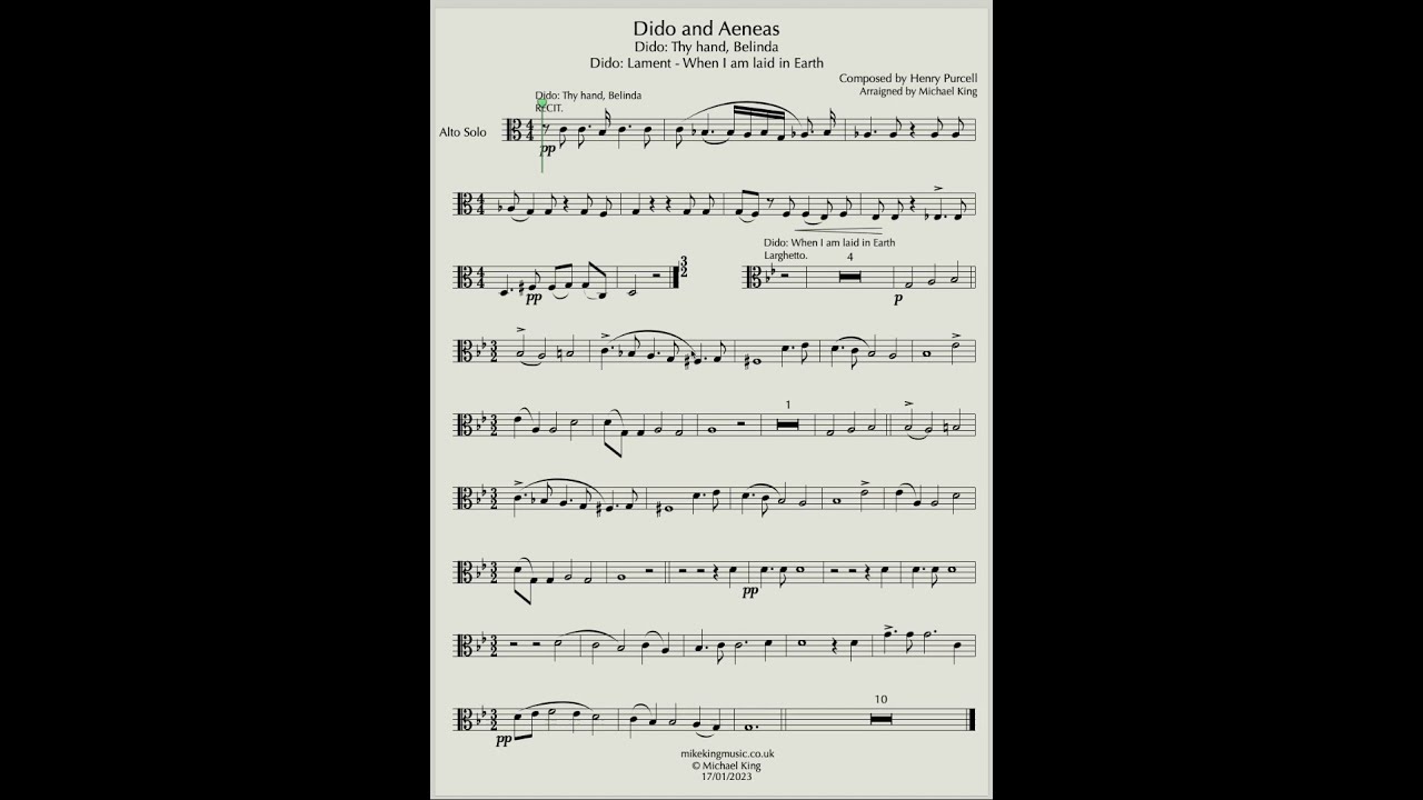 When I am laid in Earth,  Alto Solo with Accompaniment