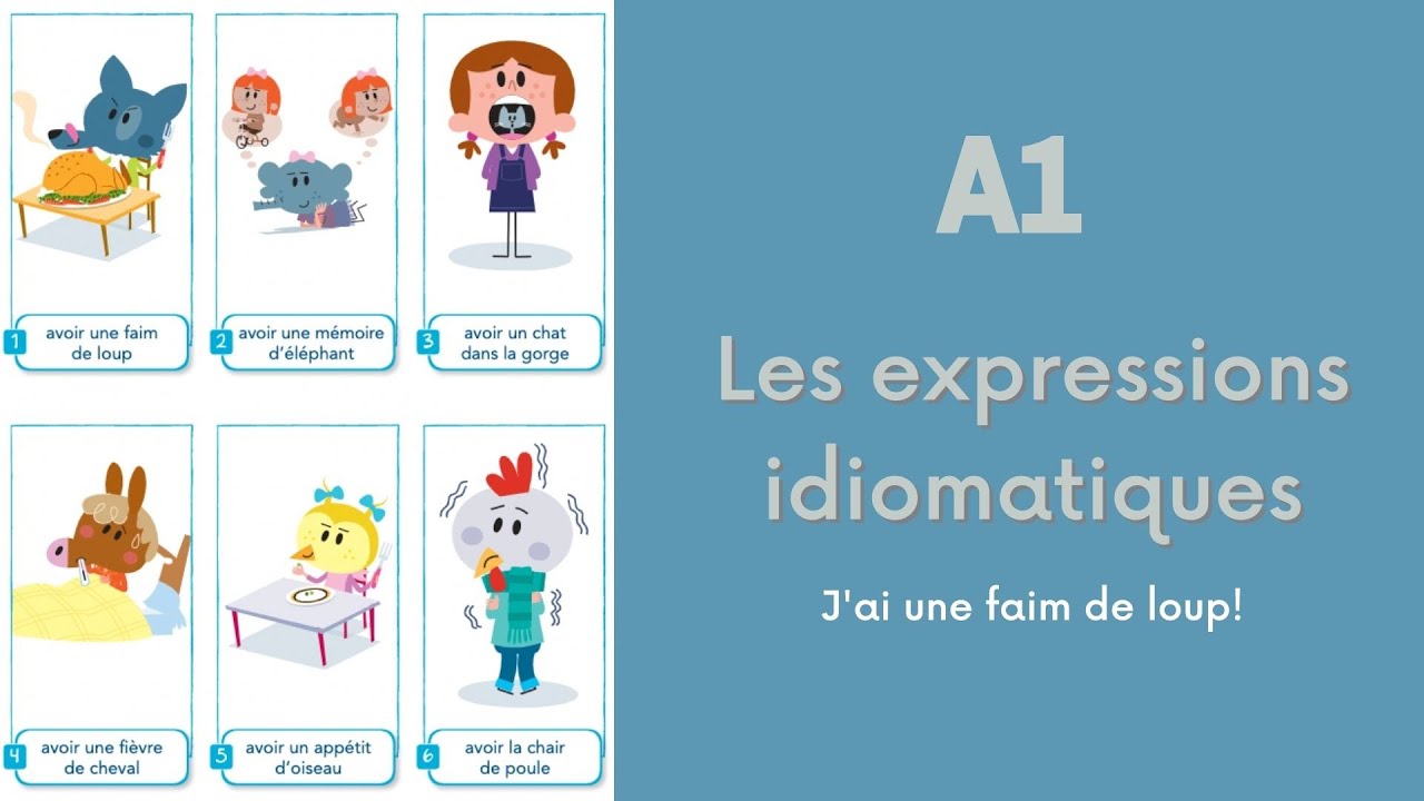 Les expressions idiomatiques liées aux animaux  -J'ai une faim de 🐺 (A1)