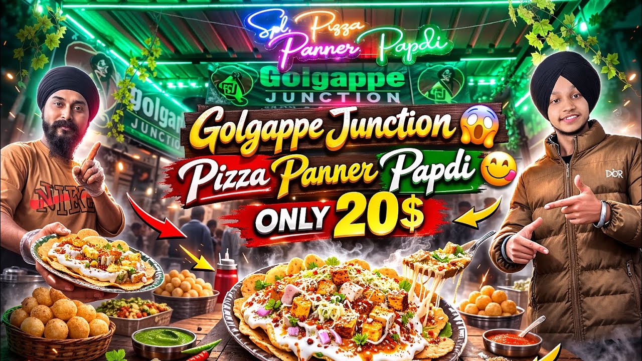 Only 20$ Pizza Panner Papdi 😱 | Golgappe Junction Ka Sabse Viral Item 🔥 #explorewithonkar #viral 