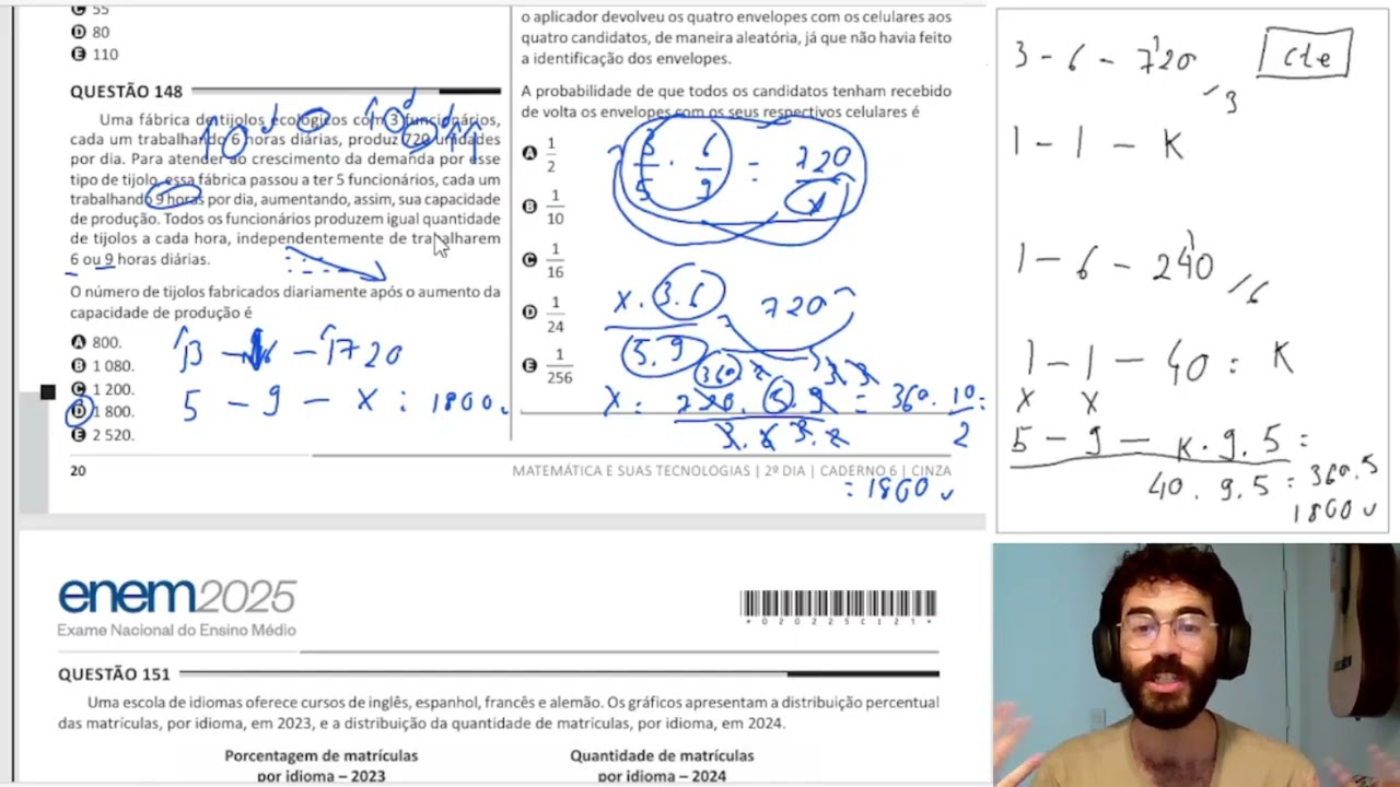 Questões 148-150: ENEM 2025 - Matemática e suas tecnologias