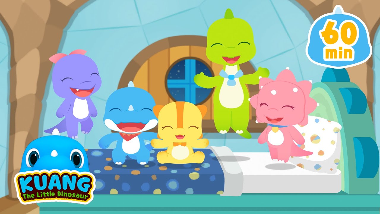 🦖Five Little Dinosaurs 60MIN | Kuang the Little Dinosaur | Nursery Rhymes & Kids Songs
