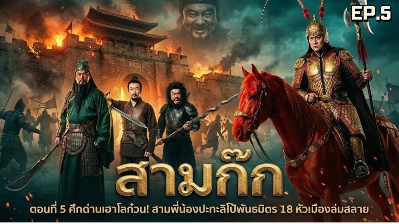 สามก๊ก ตอนที่ 5: ศึกด่านเฮาโลก๋วน! สามพี่น้องปะทะลิโป้พันธมิตร 18 หัวเมืองล่มสลาย