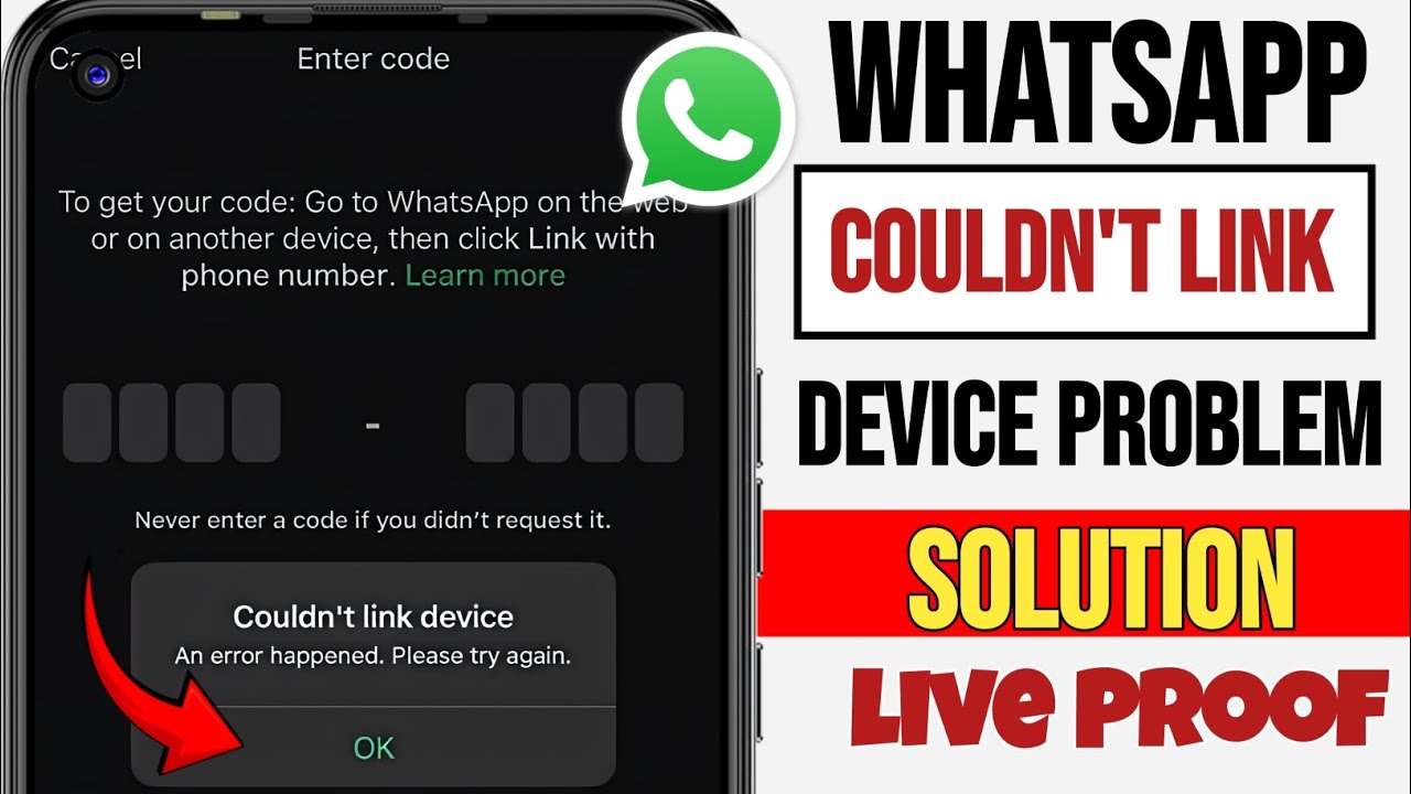 WhatsApp Couldn't Link Device | An Error Happened Please Try Again | WhatsApp Device Link Problem
