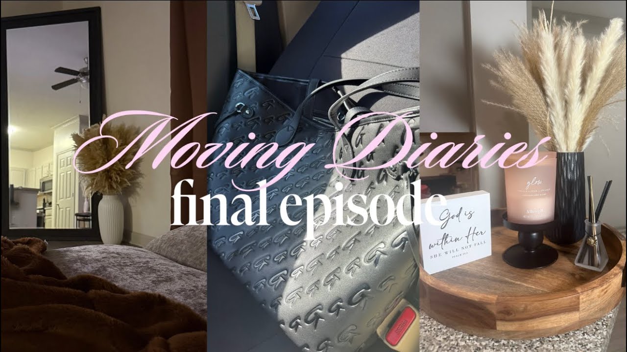 MOVING VLOG| hanging curtains, decorating center pieces, motion lights, new vase, and a new bag!!