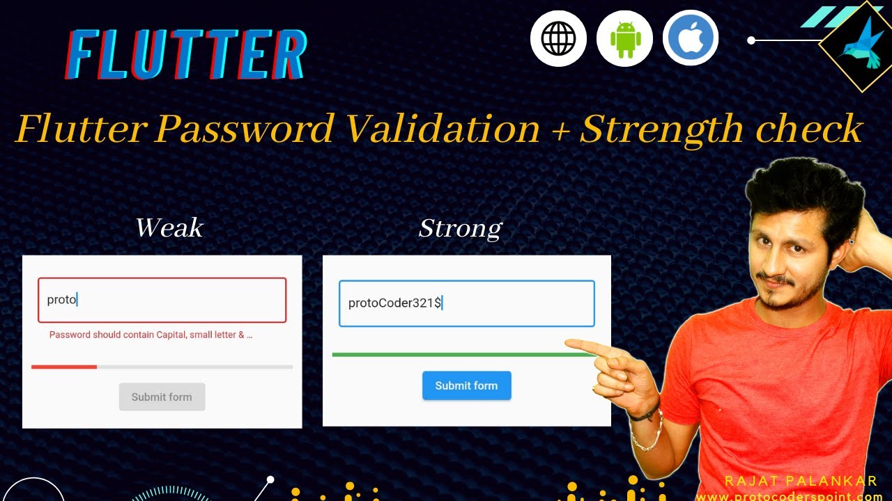 flutter password strength indicator  - password validation in flutter