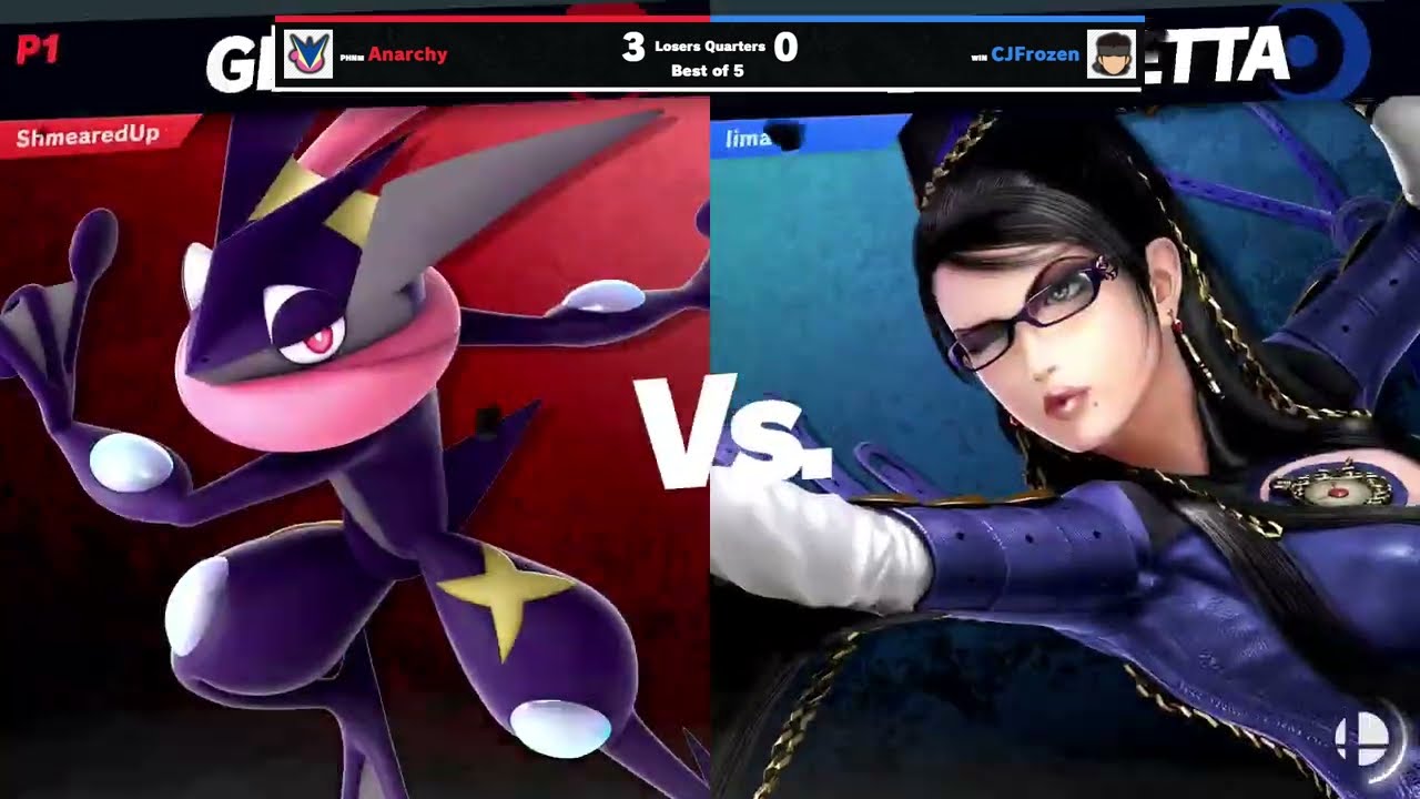 Anarchy (Greninja) vs Lima (Bayonetta) - Losers Semi-Final - Grinds and Shines #5
