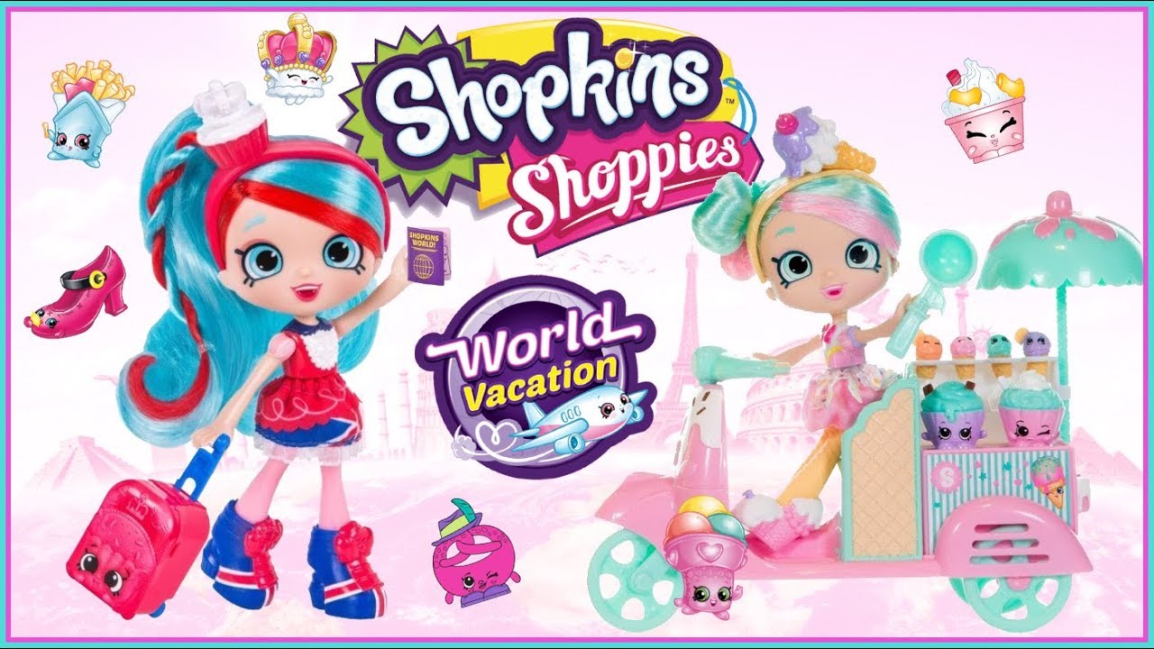 Shopkins!!! Las muñecas Shoppies de vacaciones por el mundo. Juguetes de Shopkins Vacation World.