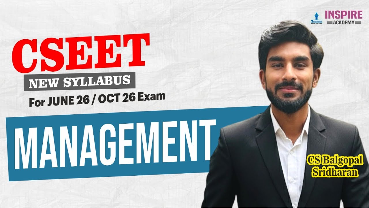 CSEET Management | Lec 1 | June 26 Exam | CS Balgopal Sridharan #cseet