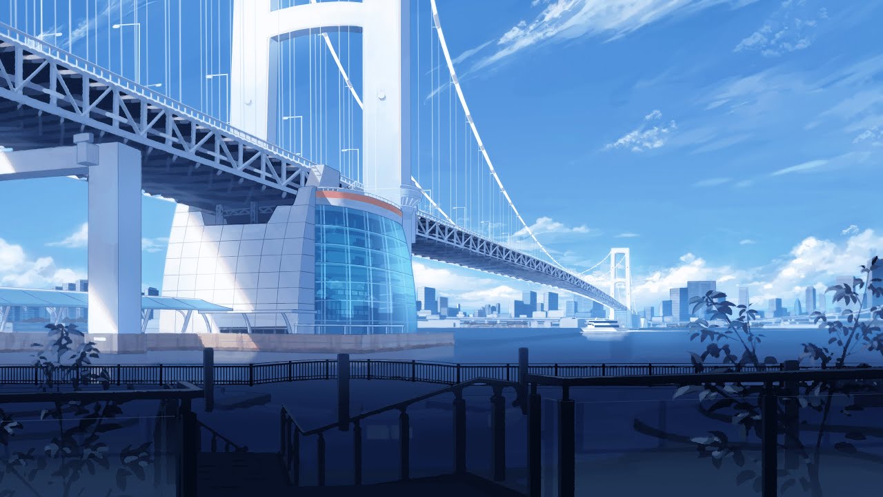 【背景イラストメイキング】湾岸の風景