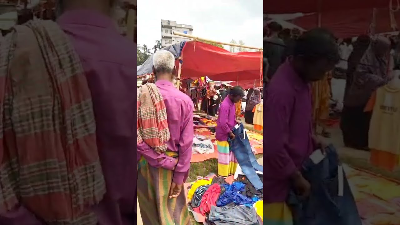 সিংগাইরে খোলার মাঠে পোশাকের হাট বাজার