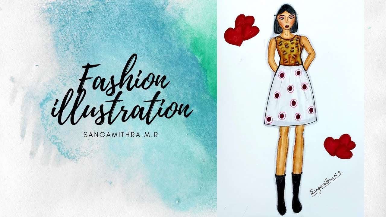 How to draw a Fashion illustration | Fashion sketching | Sangamithra M.R.