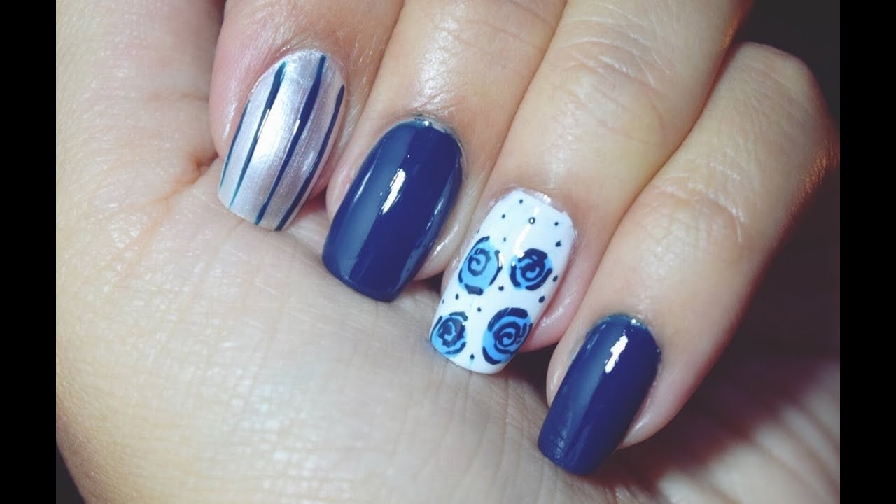Diseño de uñas con rosas azules | Laura Trujillo