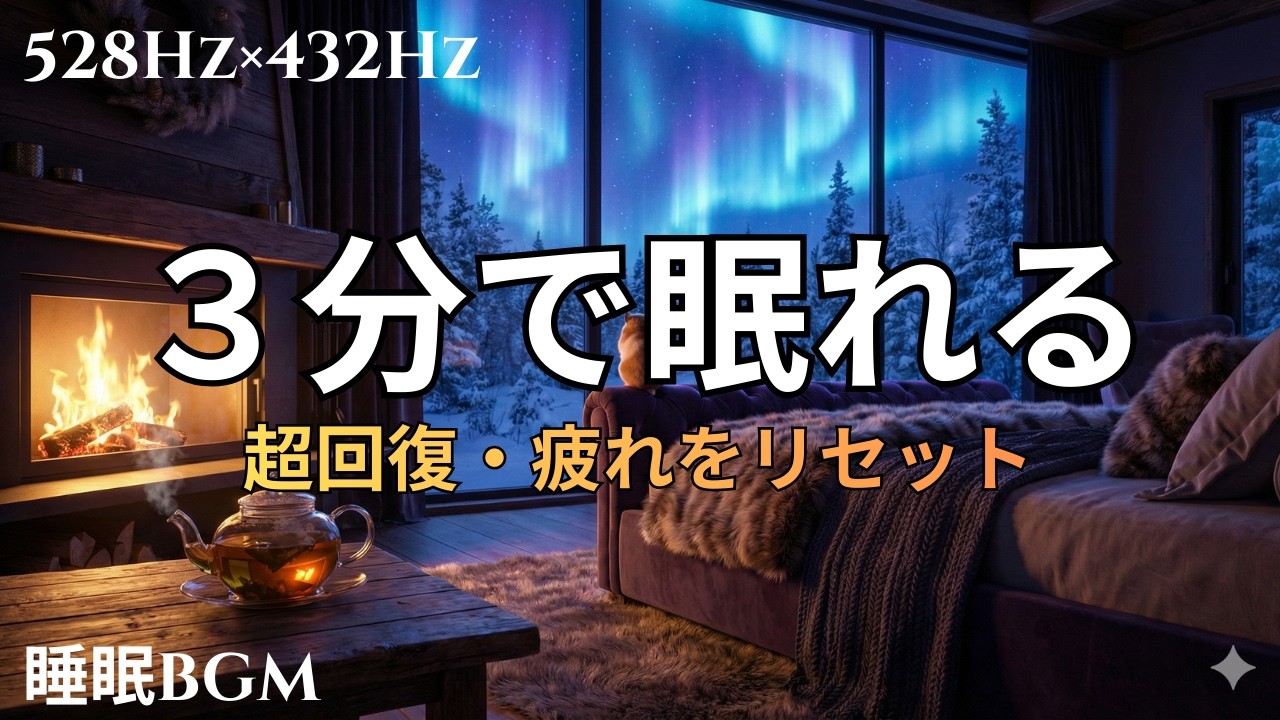 【疲れをリセット】オーロラの特等席で３分で眠りに落ちる 🌌 Brain Massage ☕ 自律神経回復 睡眠導入