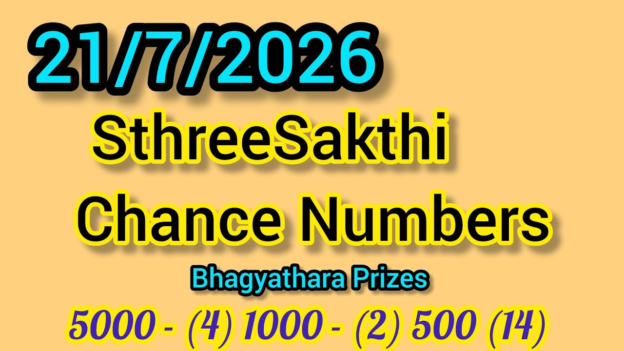 Kerala Lottery 21/7/2026 SthreeSakthi Chance Numbers 