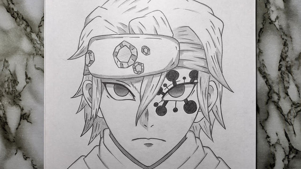 طريقة رسم تينغن اوزوي خطوة بخطوة للمبتدئين | رسم اوزوي تينغن من انمي قاتل الشياطين