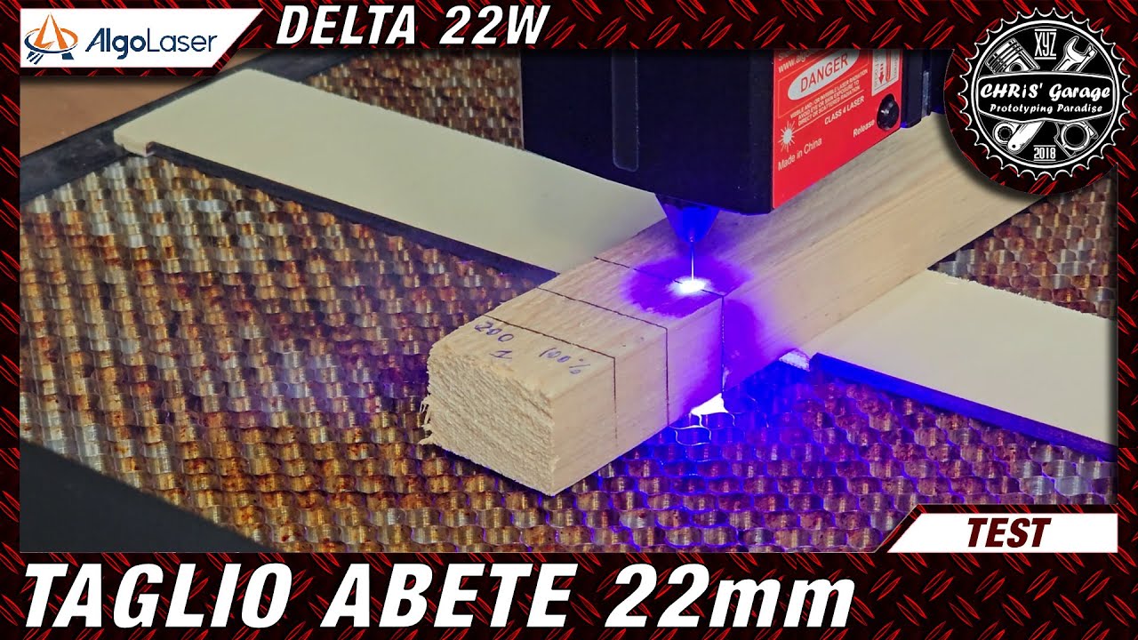 ALGOLASER DELTA 22W: taglio abete da 22 mm