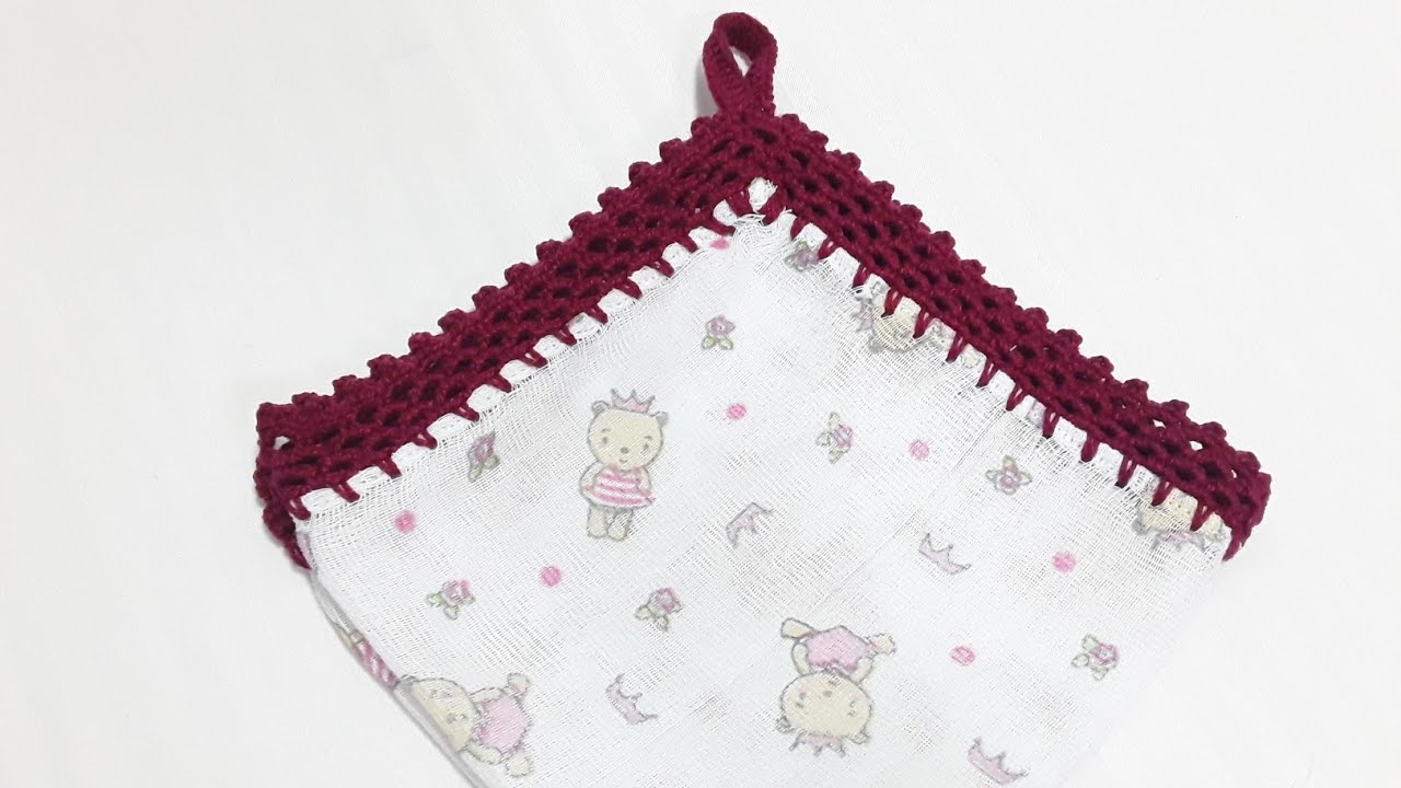 Bico de crochê simples para fralda de boca de bebê.