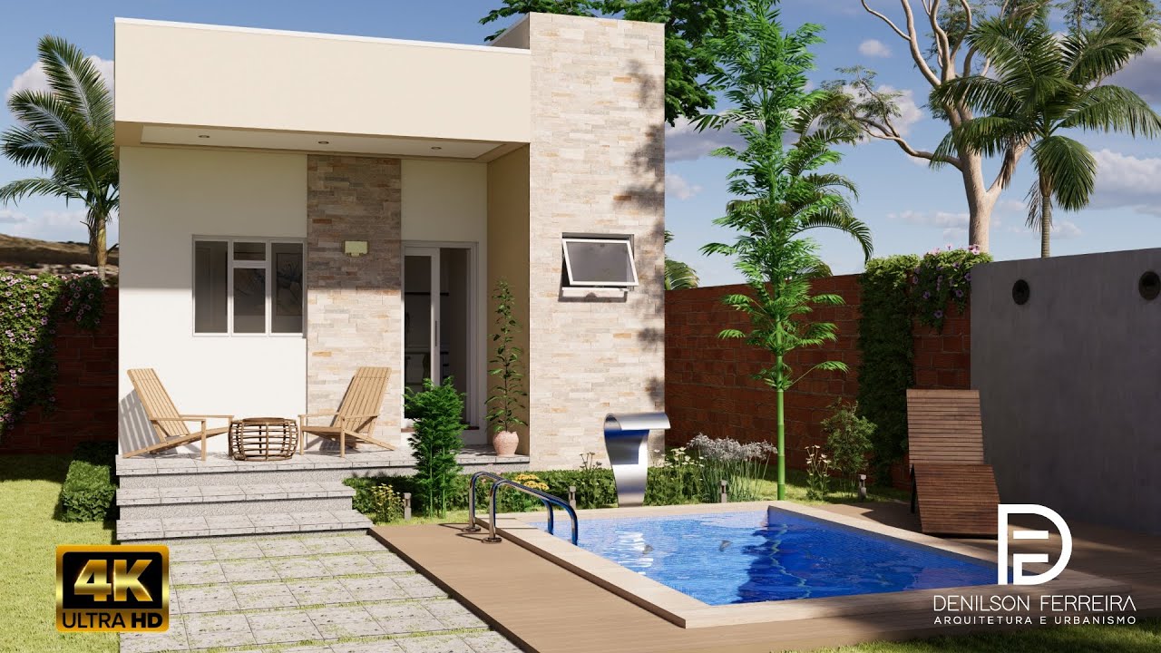 051- MINI CASA 4X5 | 20 Metros | Piscina | Projeto Moderno e Barato | Link da Planta na descrição.