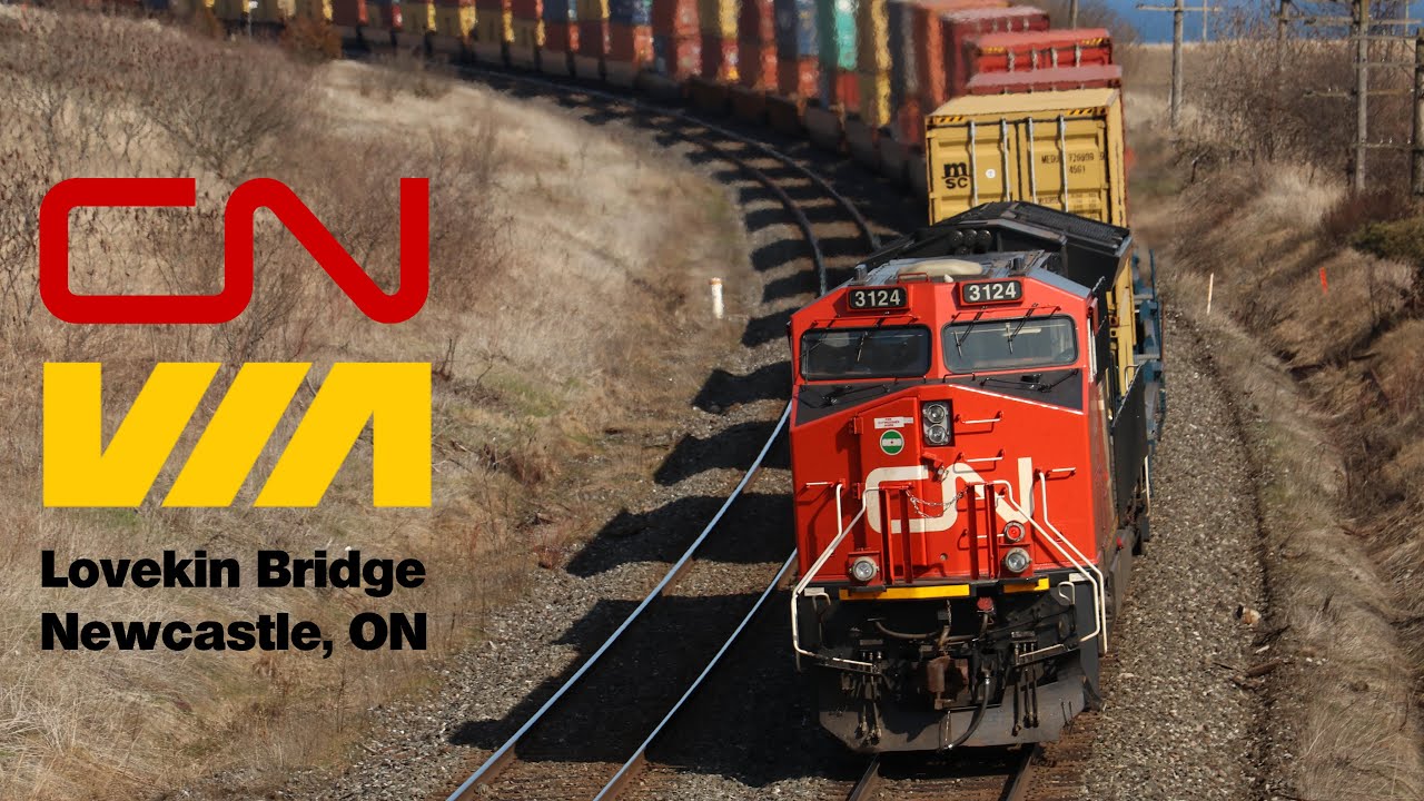 [4K] CN & VIA Trains at Lovekin Bridge | 4/20/22